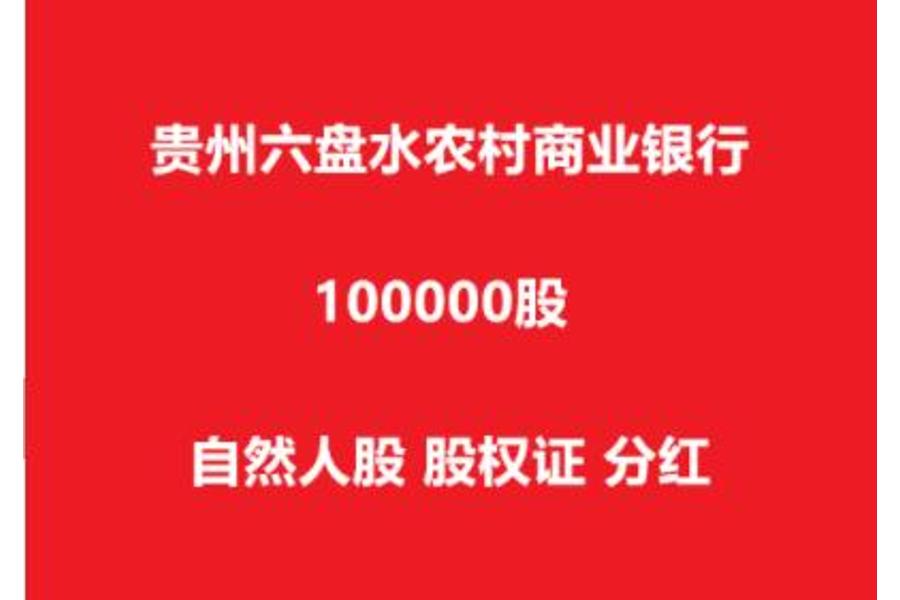 贵州六盘水农村商业银行10万股自然人股农商银行股权证农商行分红