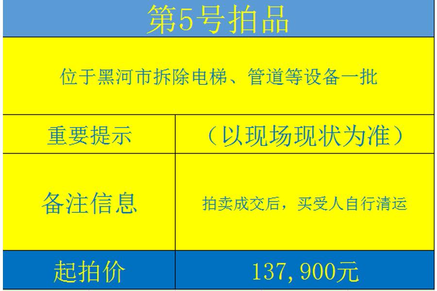 位于黑河市拆除电梯、管道等设备一批