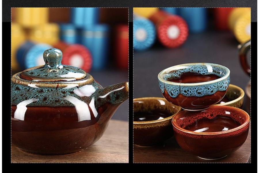 吾家 送窑变茶具金骏眉茶叶三大茗茶12罐高档礼盒送礼(新疆、西藏、青海不发货） zpw2022003174