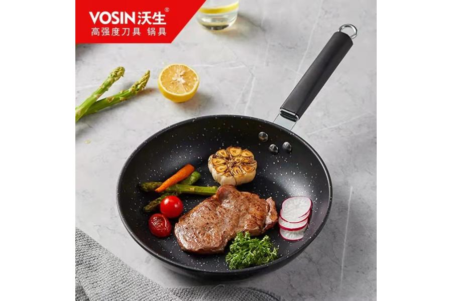 VOSIN沃生黑曜石不粘锅具3件套优质铁矿原石食品级华福麦饭石技术无油烟炒菜3件 zpw2022003058