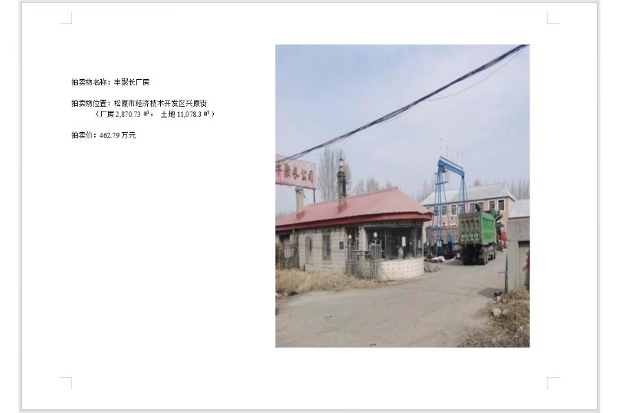 14、吉林省松原市经济技术开发区兴原街丰聚长41-44幢（详见公告列表标的8整体拍卖），总参考价462.79万元，竞买保证金100万元