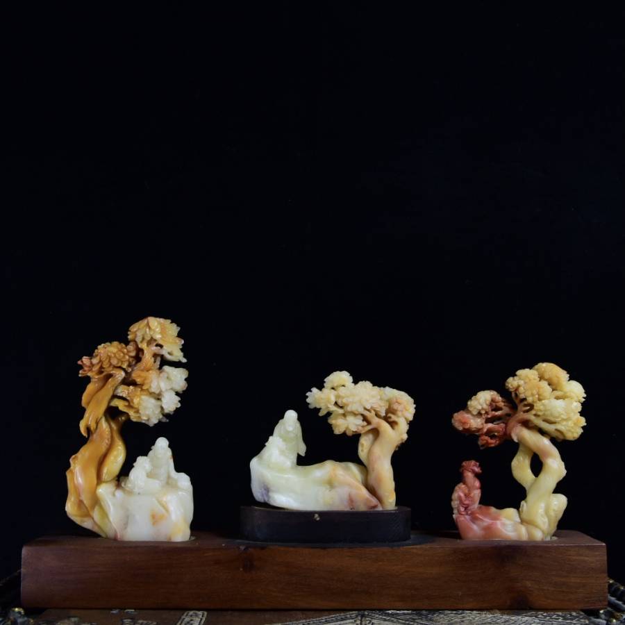 寿山石芙蓉石雕刻【深山访友】摆件的来源图片