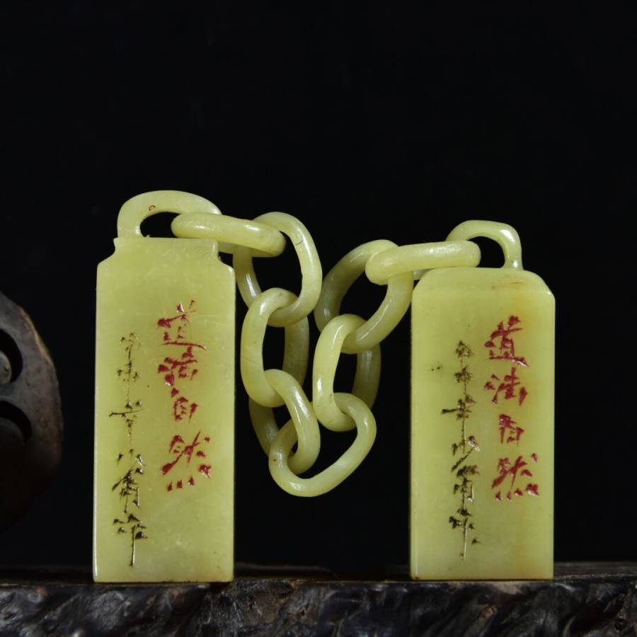 寿山石艾叶绿 雕刻【素】印章的来源图片