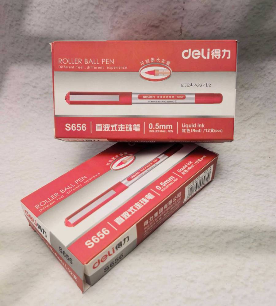 【GPWJ】得力S656红色0.5直液式走珠笔(12支×2盒)的来源图片