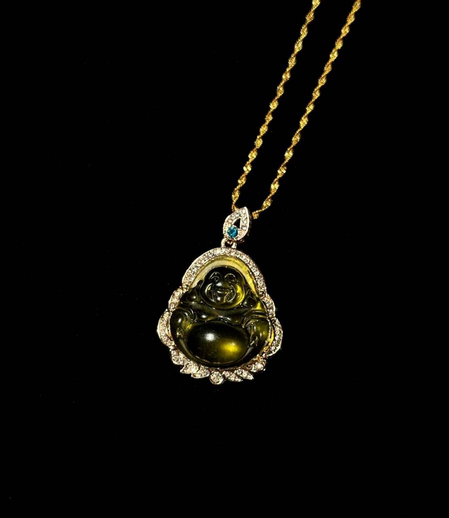 【CFDZ1-11】②：天然冰种橄榄绿弥勒佛公守护神吊坠无项链的来源图片