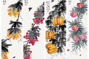 师百卉 附合影 亲笔授权 著名海军国礼画家 【花鸟四条屏】的来源图片