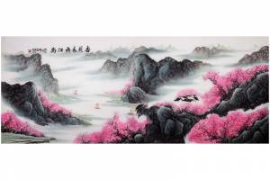 一物三证（鉴定证书） 著名海军国礼画家 师百卉【杏花春雨江南】的来源图片