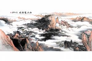 一物三证（鉴定证书） 著名海军国礼画家 师百卉【江山揽胜图】的来源图片